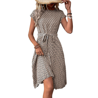 Damen Midikleid Asymmetrisch Dekorativer Bindegürtel Eveloria