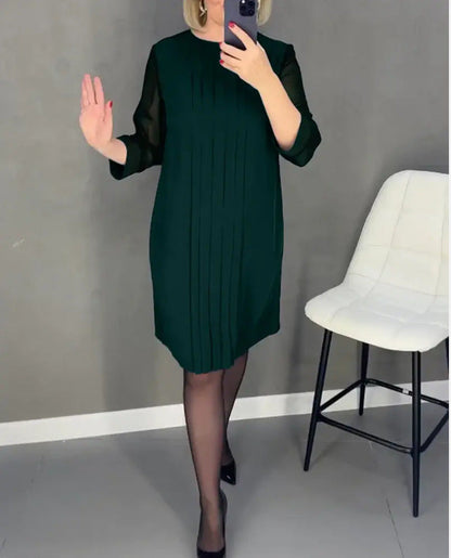 Damen Maxikleid Elegantes Faltenwurf Durchsichtige Ärmel Eveloria