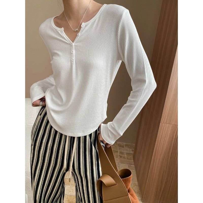 Damen Langarmshirt Rippmaterial Weich Eveloria - Eveloria