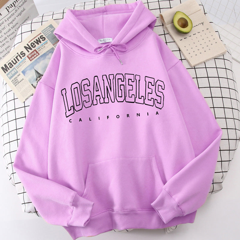 Damen Kapuzenpullover Weiter Schnitt Los Angeles Print