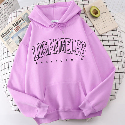 Damen Kapuzenpullover Weiter Schnitt Los Angeles Print