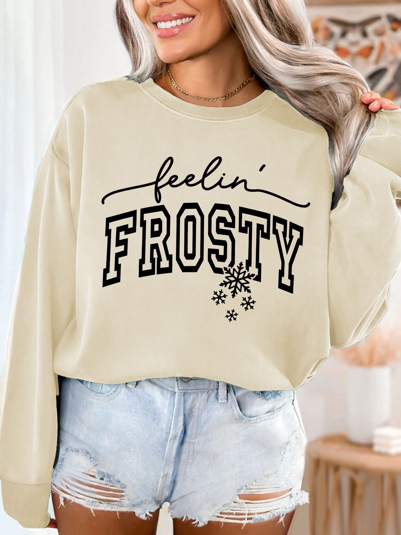 Damen Sweatshirt Grafik Aufdruck Eveloria