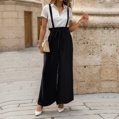 Damen Jumpsuit mit Verstellbaren Trägern und Taillenband