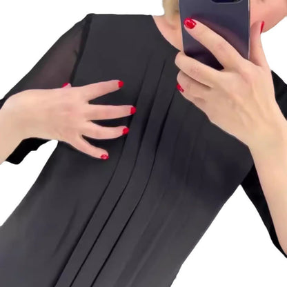 Damen Rüschenkleid transparente Ärmel Eveloria