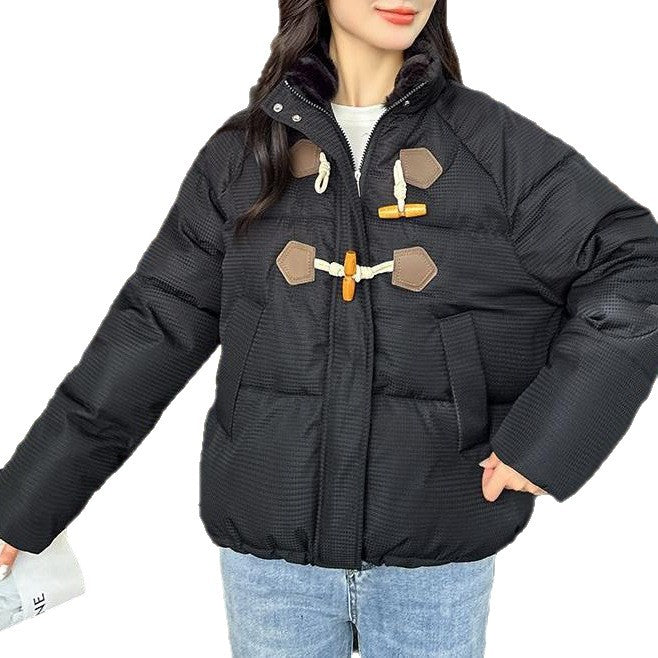 Damen Steppjacke Übergroß Hochkragen Knopfdetails Eveloria