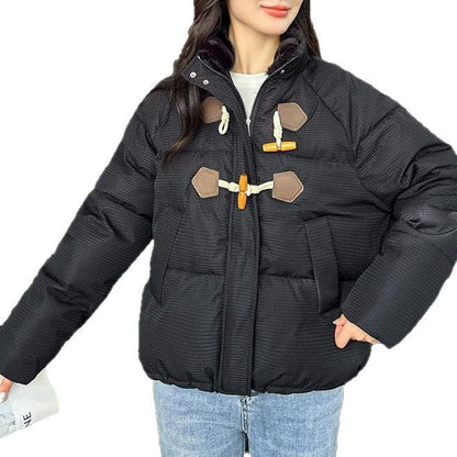 Damen Steppjacke Übergroß Hochkragen Knopfdetails Eveloria