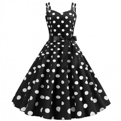 Damen Swingkleid Klassisch Punkte Breiter Rock Eveloria