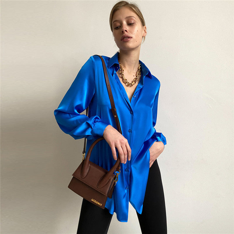 Damen Seidenbluse mit Knopfleiste Elegantes Design
