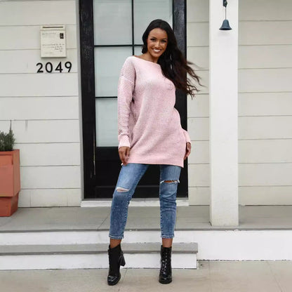 Damen Strickpullover Weites Design Strukturiert Eveloria