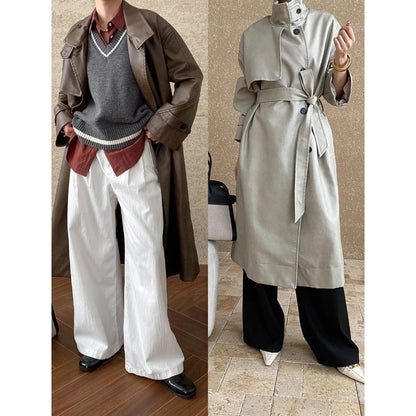 Damen Trenchcoat mit Gürtel und Kragen Eveloria