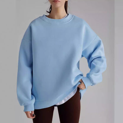 Damen Sweatshirt Weiches Innenfutter Breite Schultern Grau