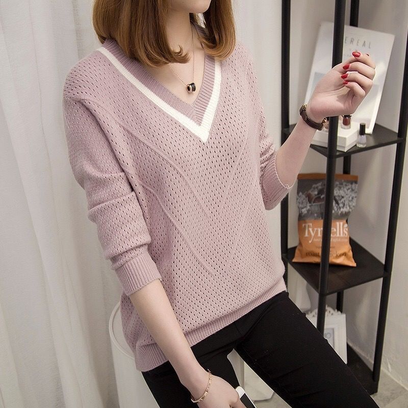 Damen Pullover V-Ausschnitt Strukturiertes Muster Eveloria