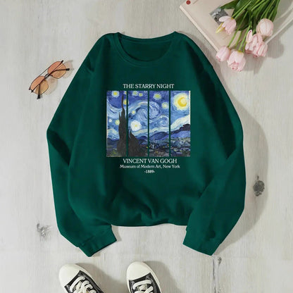 Damen Sweatshirt Van Gogh Motiv Baumwolle