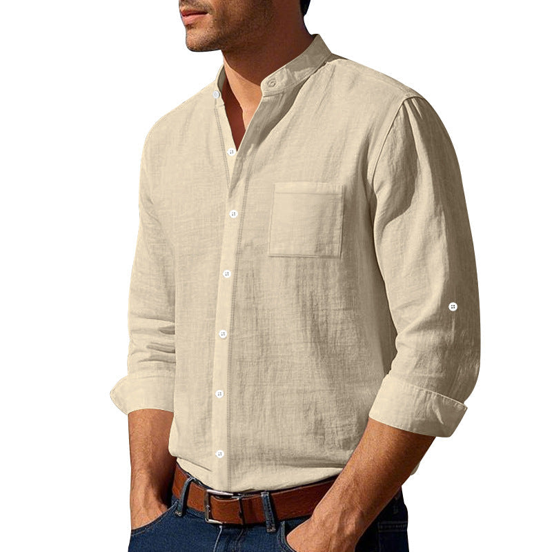 Eveloria Herren Leinenhemd Leicht Beige - Eveloria