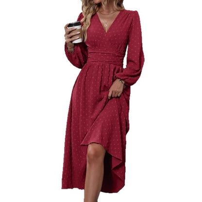 Damen Maxikleid Wickeloptik Elegantes Kleid