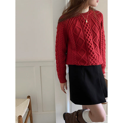 Damen Strickoberteil mit Rüschensaum Elegantes Design
