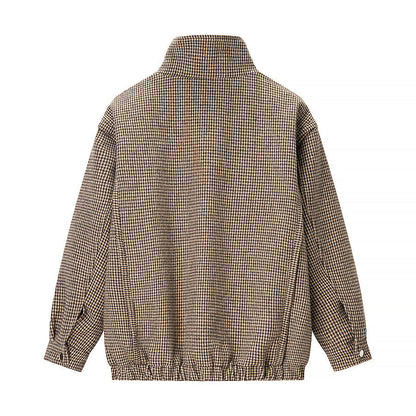 Damen Übergangsjacke Klassisches Karomuster Stehkragen