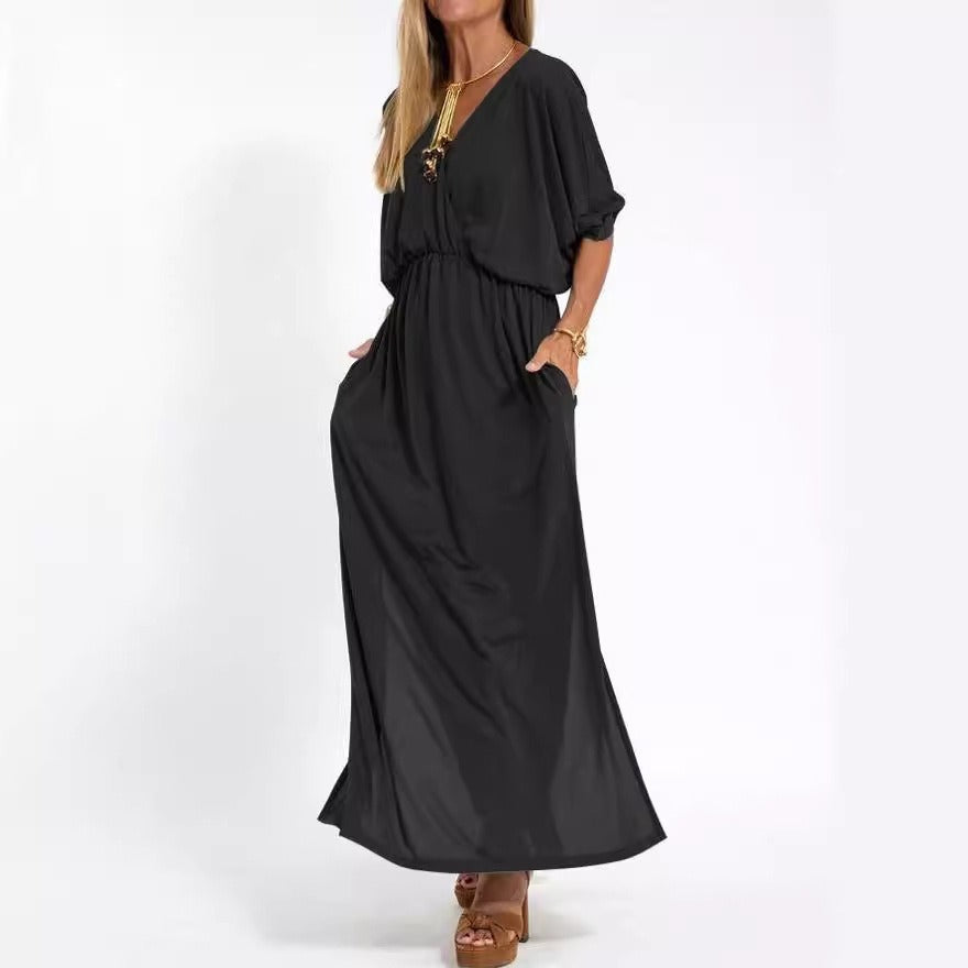 Eveloria Damen Maxikleid mit Seitenschlitz und Flexibler Taille