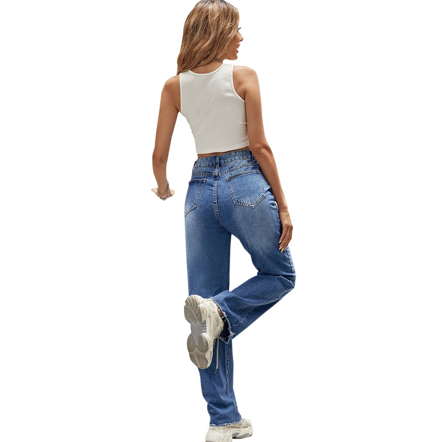 Damen High-Waist Jeans Bootcut klassisch Eveloria