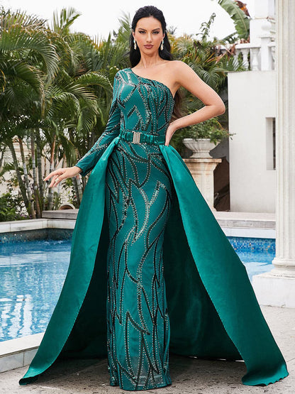 Damen Abendkleid Schwingrock Glitzerdetails Eveloria