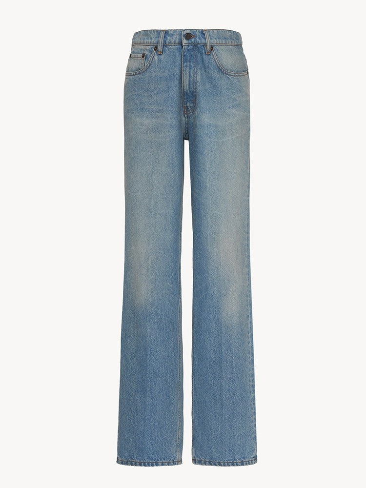 Damen Hochgeschnittene Weite Jeans Eveloria