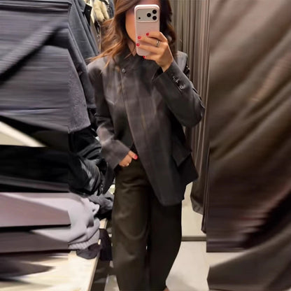 Damen Karo Blazerjacke Moderner Schnitt Eveloria