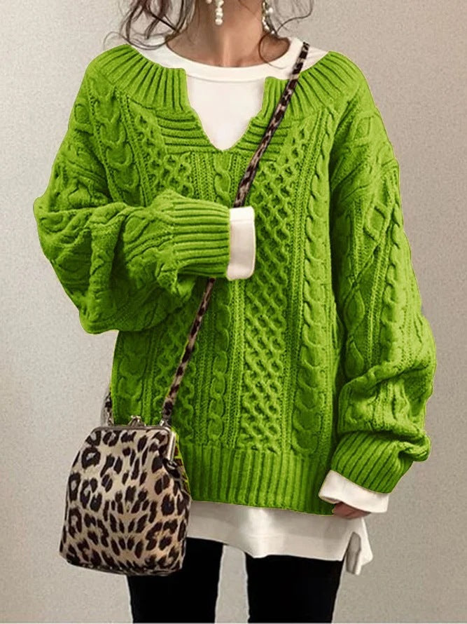Damen Strickpullover V-Ausschnitt Weiches Material Eveloria