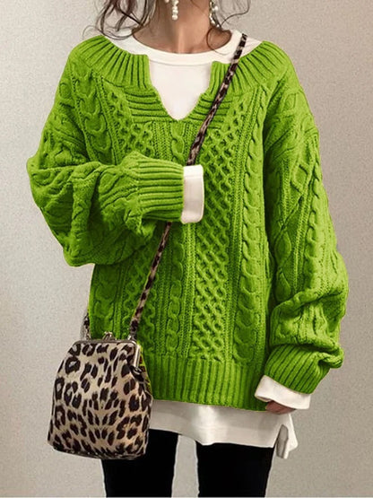 Damen Strickpullover V-Ausschnitt Weiches Material Eveloria