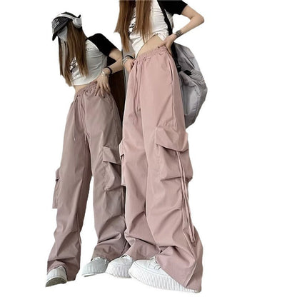 Damen Cargo-Hose Weites Bein Praktische Taschen Eveloria