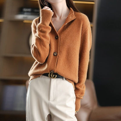 Damen Strickpullover Große Knöpfe Eveloria