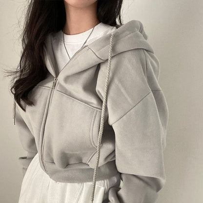 Damen Kuschelhoodie mit Reißverschluss und Kapuze