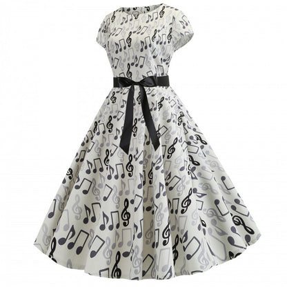 Damen Rockabilly Kleid Musikalemente Tailliert