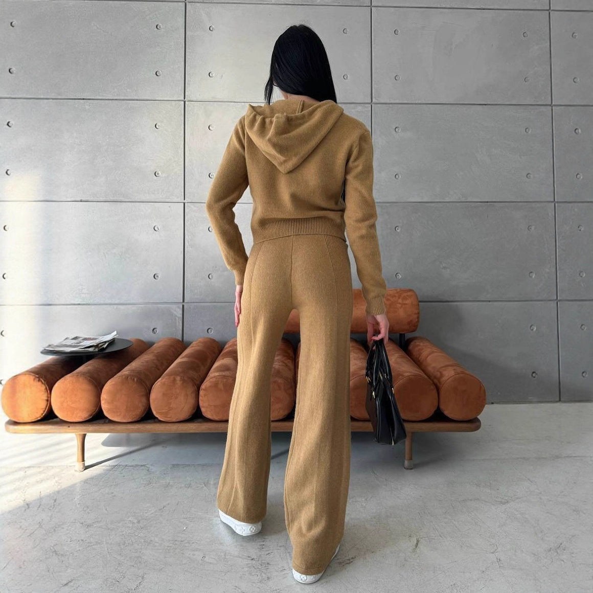 Damen Fleece-Jumpsuit mit Kapuze und Reißverschluss Bequem