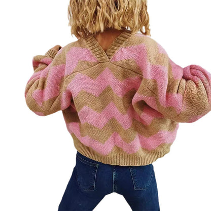 Damen Strickjacke Chevron-Muster Breite Ärmel Eveloria