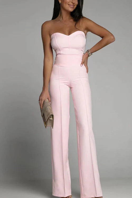 Damen Jumpsuit Herzförmiger Ausschnitt Weites Bein Eveloria