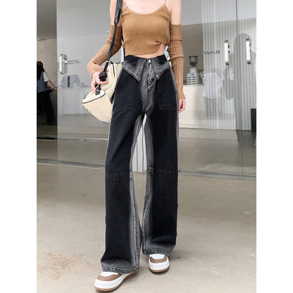 Damen Weite Jeans Mit Seitenschlitzen Eveloria