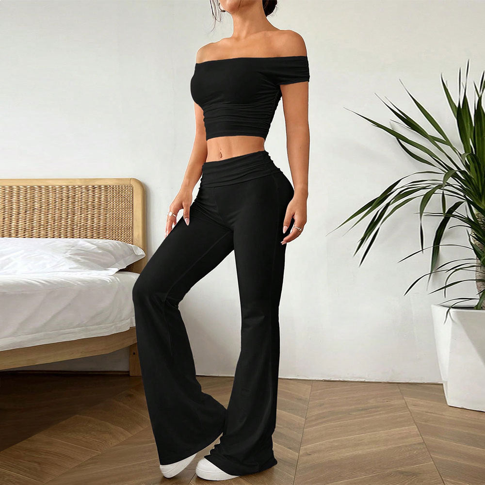 Damen Crop- und High-Waist-Hosen Set Eveloria