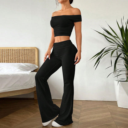 Damen Crop- und High-Waist-Hosen Set Eveloria