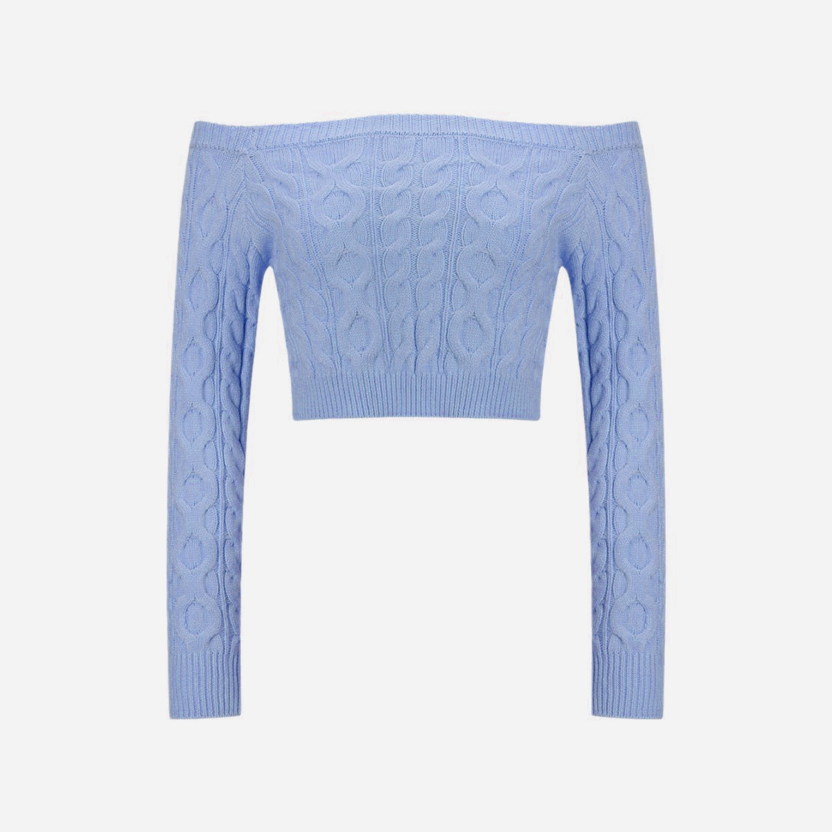 Damen Strickpullover Off-Shoulder Zopfmuster Eveloria