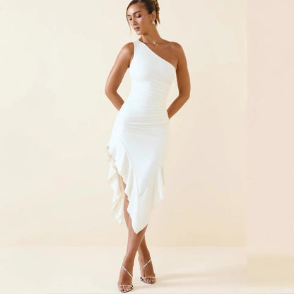 Damen Asymmetrisches Wickelkleid mit Drapierung und Schlitz