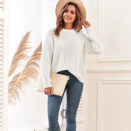Damen Strickpullover Zopfmuster Lässiger Schnitt - Eveloria