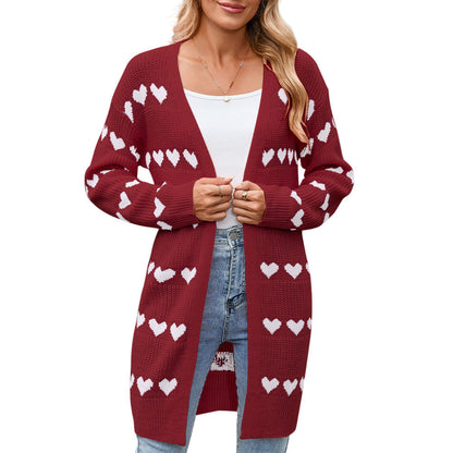 Damen Strickjacke Herz-Muster Eveloria