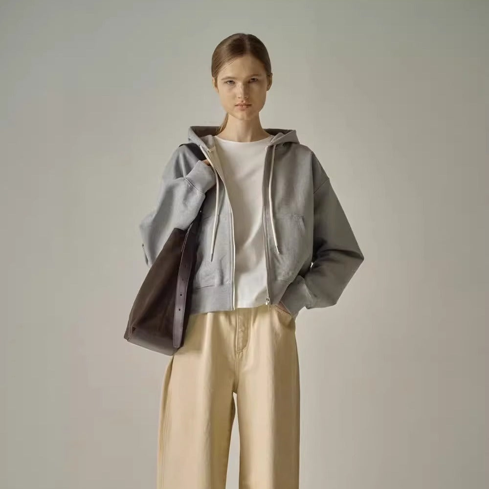 Damen Kapuzen-Sweatjacke Reißverschluss Taschen Eveloria