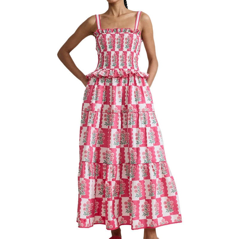 Damen Maxikleid Rüschendetails Floralmuster Eveloria