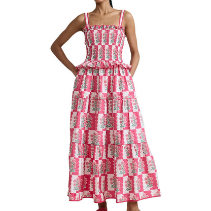 Damen Maxikleid Rüschendetails Floralmuster Eveloria