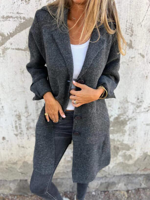 Damen Wolljacke Oversize Lang Eveloria