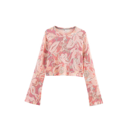 Damen Crop- Floralmuster Weite Ärmel Eveloria