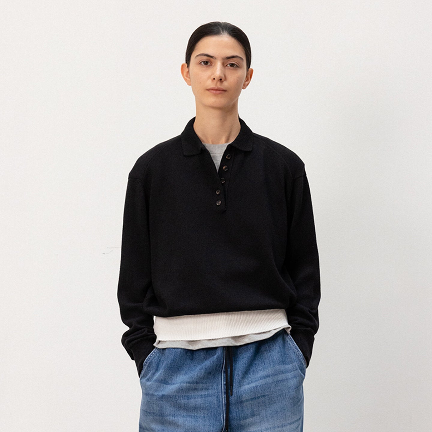 Damen Strickpullover Polokragen Kontrastbund Eveloria