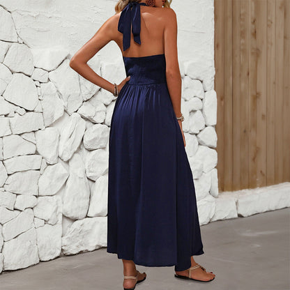 Damen Maxikleid V-Ausschnitt Schlitz Eveloria