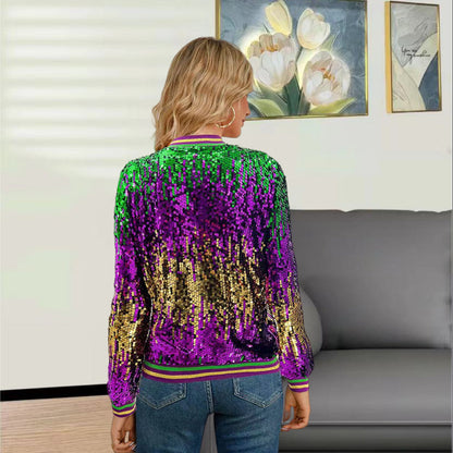 Damen Bomberjacke Glitzernd mit Pailletten